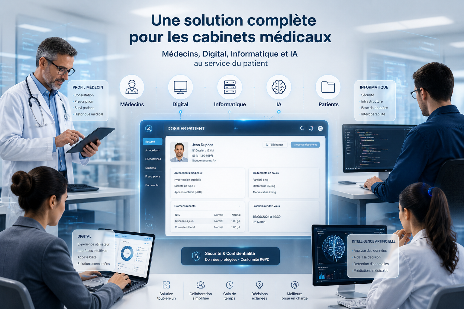 Interface MediSoft – gestion dossiers patients et rendez-vous cabinet médical Maroc